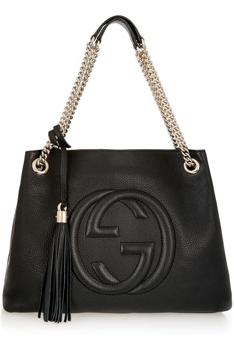 black gucci bag leather|gucci shoulder bag black handbags.